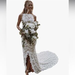Full Lace Mermaid Wedding Dresses Bridal